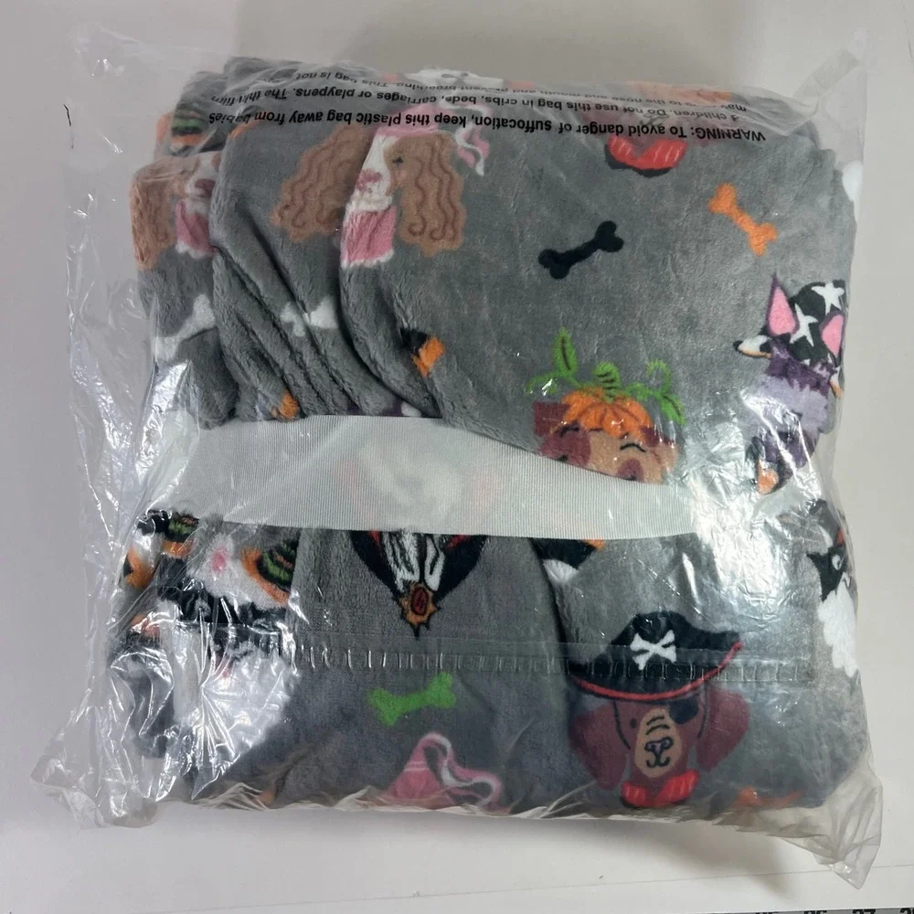 Berkshire Blanket & Home Halloween Dogs Soft Throw Blanket Gray 60 x 70